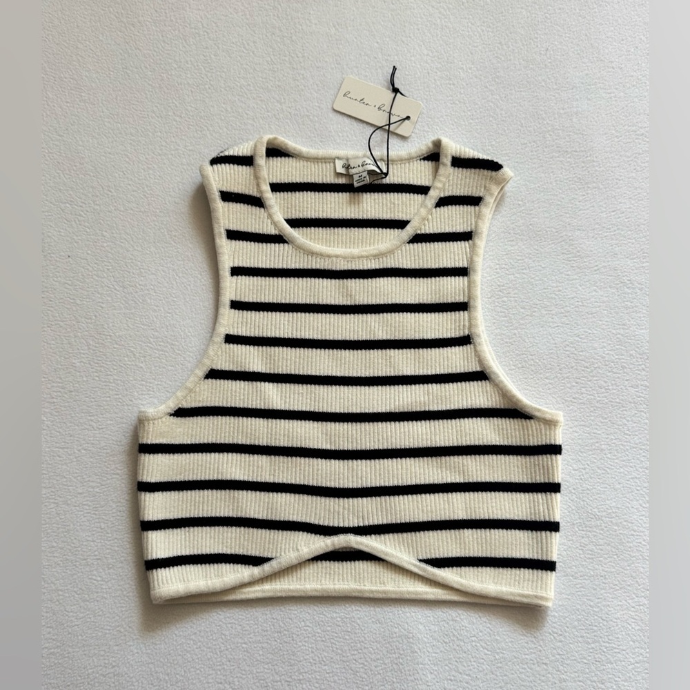 NWT Hunter & Brown Striped Cropped Knit Tank Top (Medium)